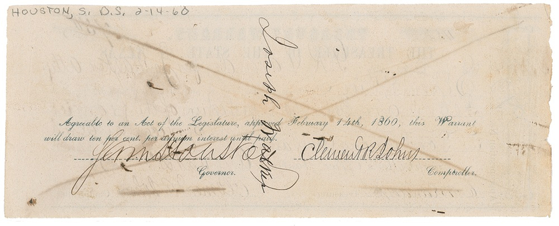 Lot 304 Sam Houston: For “protection of the frontier.”