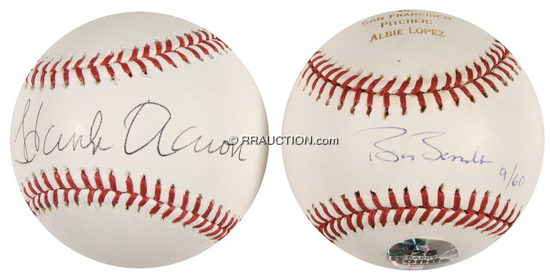 Lot 1294 Hank Aaron and Barry Bonds: Hank Aaron and Barry Bonds