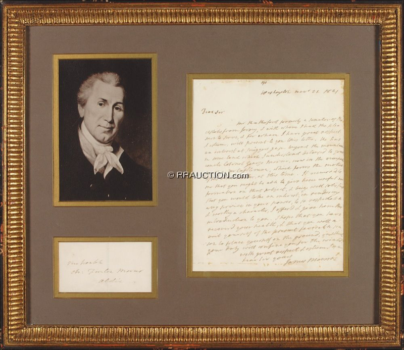 Lot 119 James Monroe: Writing a letter of recommendation to a Virginia congressman