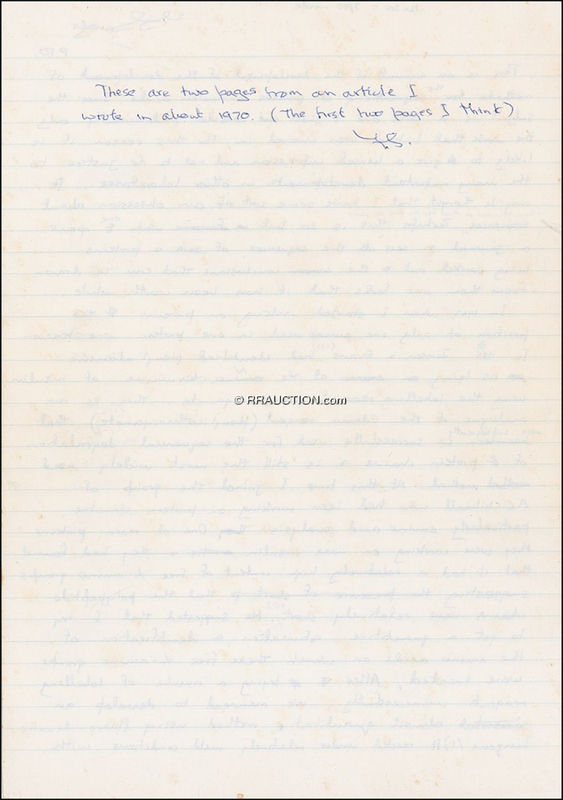Lot 374 Frederic Sanger: British biochemist (born 1918) who is one of only four individuals to have won two Nobel Prizes and the only one to have received both prizes in the chemistry category.