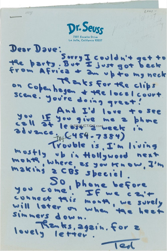 Lot 635 Dr. Seuss: Dr. Seuss is beleaguered with work as he tries to finish up the animated version of Horton Hears A Who!