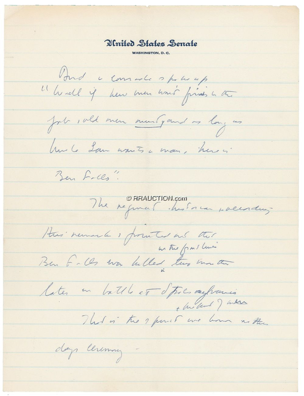 Lot 102 John F. Kennedy: Invoking a Civil War Medal of Honor winner