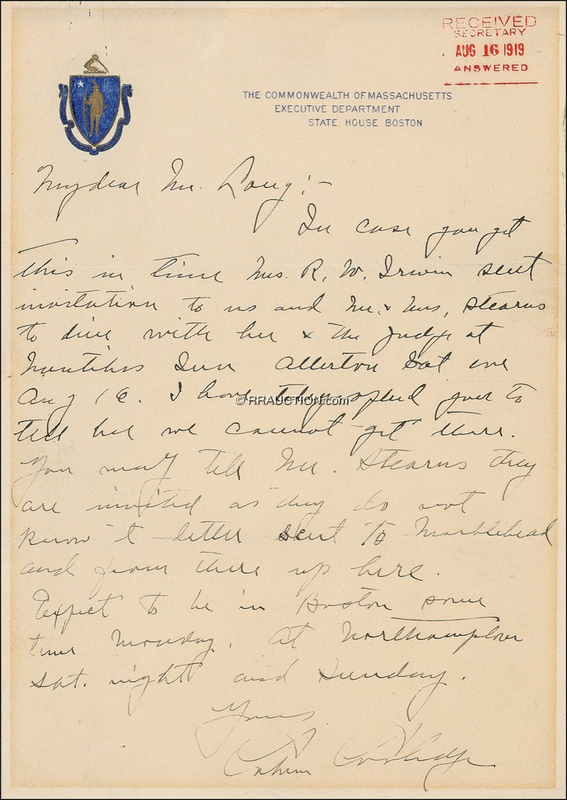 Lot 42 Calvin Coolidge: Calvin Coolidge