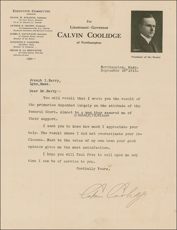 Lot 43 Calvin Coolidge: Calvin Coolidge
