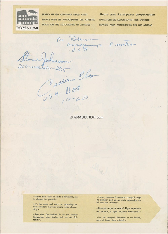 Lot 1300 Muhammad Ali: Cassius Clay signs a 1960 Olympic program