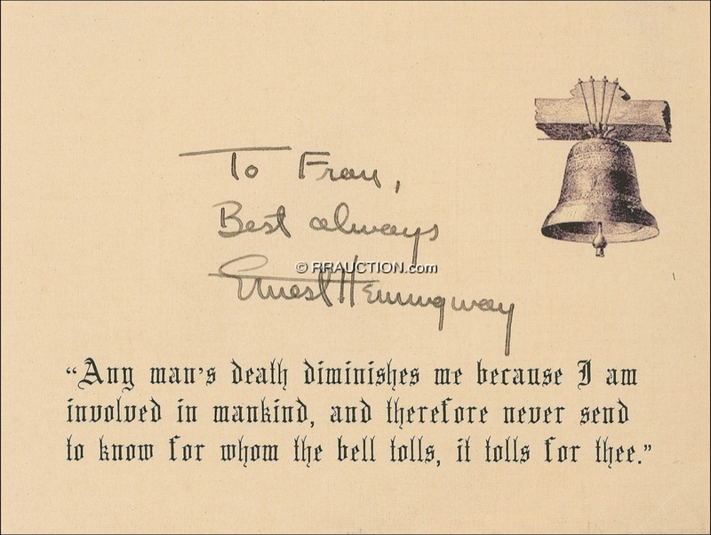 Lot 587 Ernest Hemingway: Ernest Hemingway