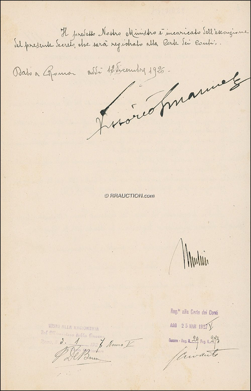 Lot 346 Benito Mussolini and Vittorio Emanuele III: Benito Mussolini and Vittorio Emanuele III
