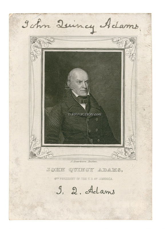 Lot 7 John Quincy Adams: PORTRAIT OF A PATRIOT: Rare engraving of JOHN QUINCY ADAMS, one of the earliest signed presidential images in existence