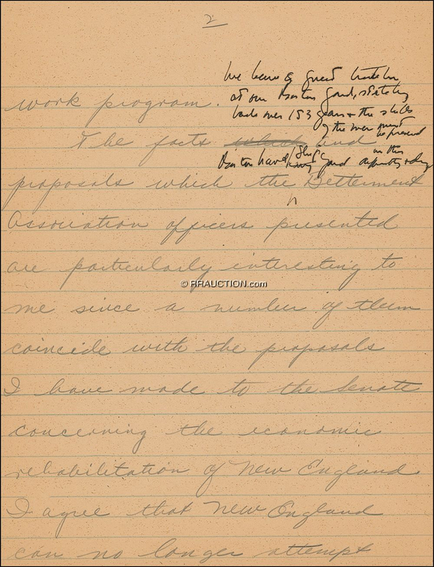 Lot 105 John F. Kennedy: “Being of great tradition at our Boston Yard”
