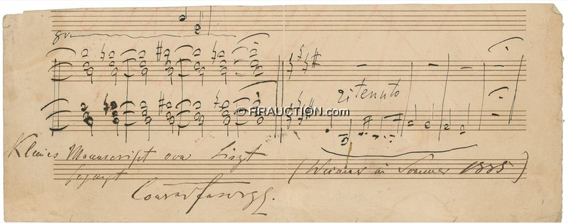 Lot 820 Franz Liszt: Wunder bars: Handwritten music by FRANZ LISZT
