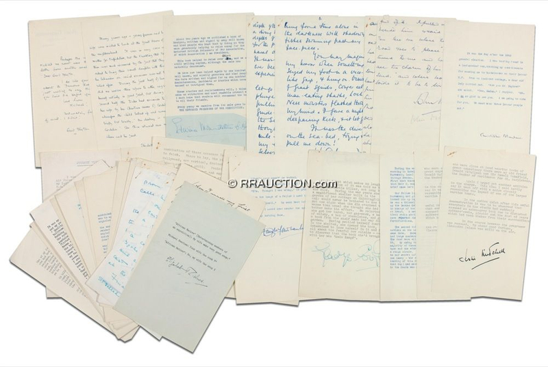 Lot 348 Lady Mountbatten Manuscripts: THE BEST MEDICINE: Collection of jokes and anecdotes from more than 40 notables, including AGATHA CHRISTIE, A. A. MILNE, LESLIE CHARTERIS, and C. S. FORESTER