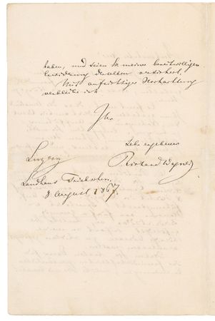 Lot #883 Richard Wagner: “Pleased that ... Lohengrin will finally be performed in Cassel” - Image 1