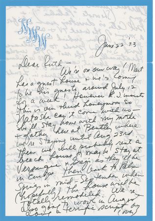Lot #1291 Natalie Wood: “We’re also going to work in August doing a terrific script by Barbara Turner. It’s called ‘Love Song.’” - Image 1