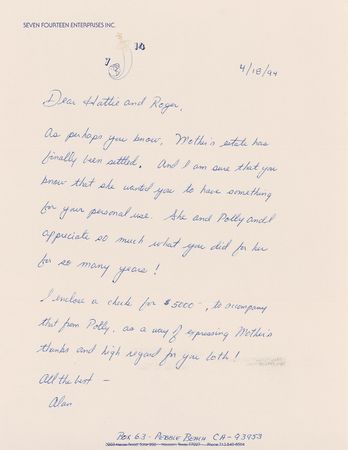 Lot #533 Alan Shepard: To his childhood housekeeper - Image 1