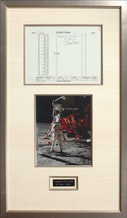 Lot #498 Buzz Aldrin: FANTASTIC VOYAGE: ALDRIN signs a page from the flown APOLLO 11 flight plan - Image 1