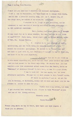 Lot #1082 Harry Houdini: Proclaiming himself ?master of my craft,? HOUDINI sends two letters to his friend, famed spiritualist IRA ERASTUS DAVENPORT, during his triumphant European tours of 1908?09 - Image 3