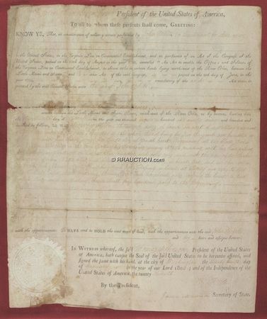 Lot #97 Thomas Jefferson and James Madison: Jefferson and Madison sign a land grant for military service - Image 2