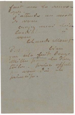 Lot #611 Claude Monet: ART AND COMMERCE: MONET refuses to haggle with an American dealer - Image 2