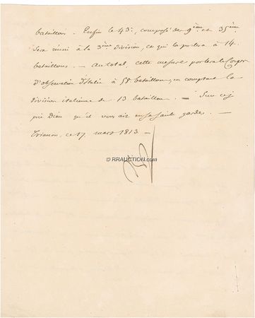Lot #349 Napoleon: UNMITIGATED GAUL: NAPOLEON writes to his Minister of War on the day Prussia declared war on France - Image 2