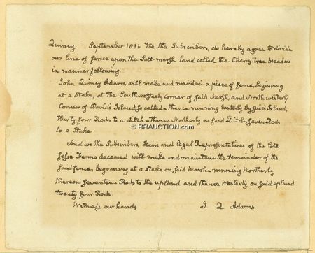 Lot #6 John Quincy Adams: Adams pens an 1831