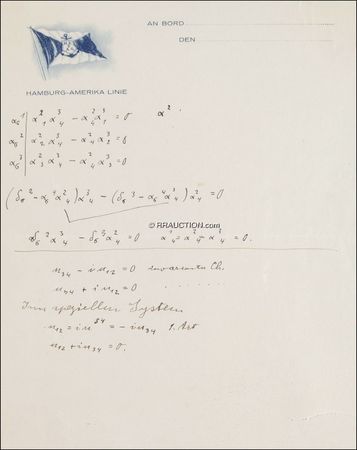 Lot #260 Albert Einstein: PHYSICS AT SEA: EINSTEIN works on mathematical calculations during his ocean passage from Nazi Germany to America - Image 2