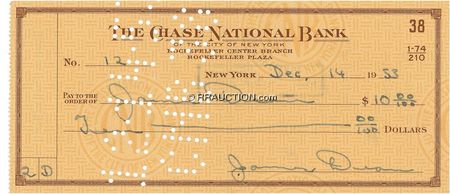 Lot #996 James Dean: DEAN?S GREEN: Rare thrice-signed check from screen legend JAMES DEAN - Image 1
