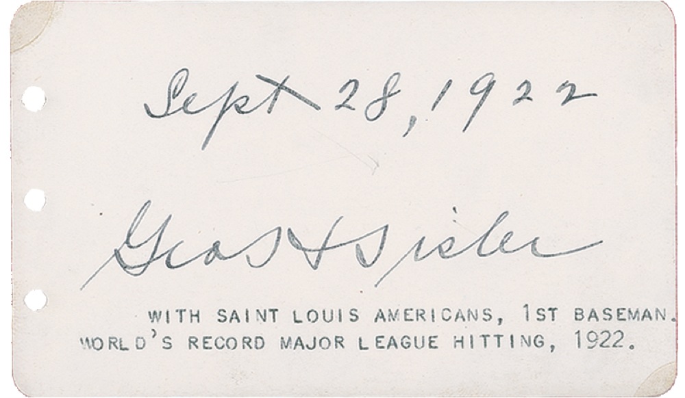 Lot 1159 George Sisler: Signing during his MVP season