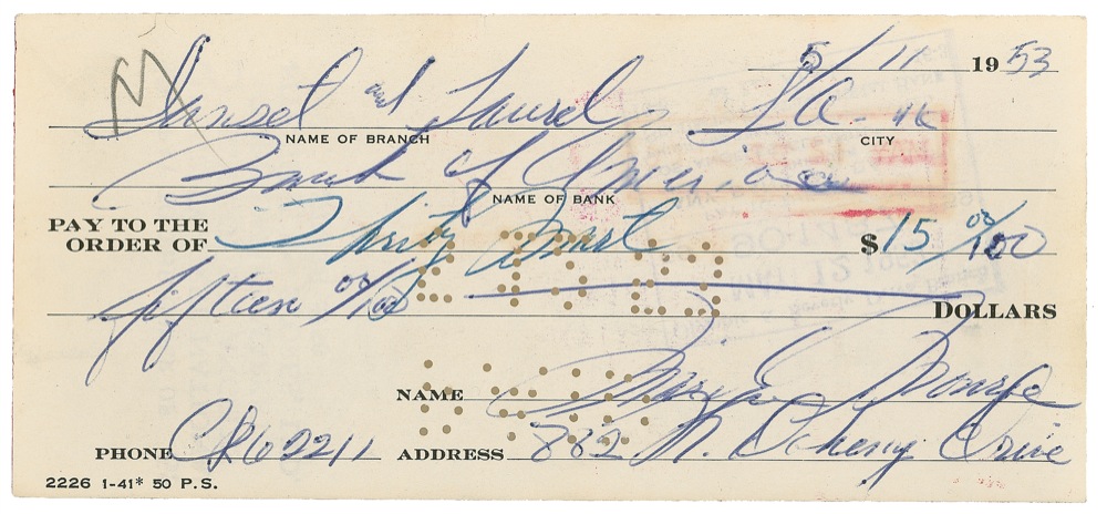Lot 842 Marilyn Monroe: Signing a check in the year of Gentlemen Prefer Blondes