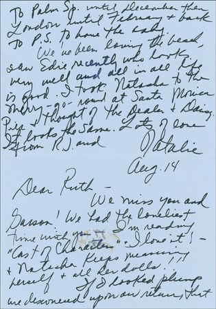Lot #948 Natalie Wood: Celebrating her second pregnancy, Wood reminisces about Inside Daisy Clover to her co-star - Image 1