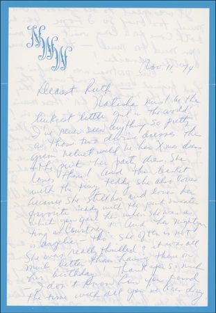 Lot #949 Natalie Wood: On daughter Natasha and Mia Farrow: “She had a ruptured appendix & almost died!” - Image 1