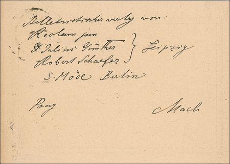 Lot #254 Ernst Mach: SYNONYMOUS WITH SPEED: Scarce postcard from ERNST MACH - Image 1