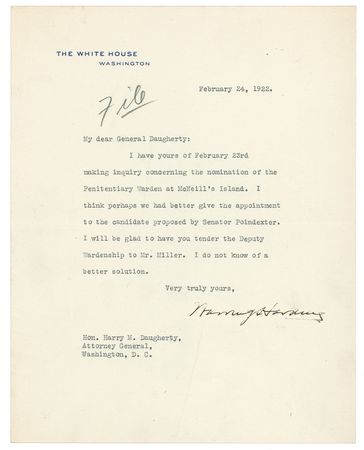 Lot #57 Warren G. Harding: Scarce presidential ALS seeking a favor for ?an old school friend? - Image 2