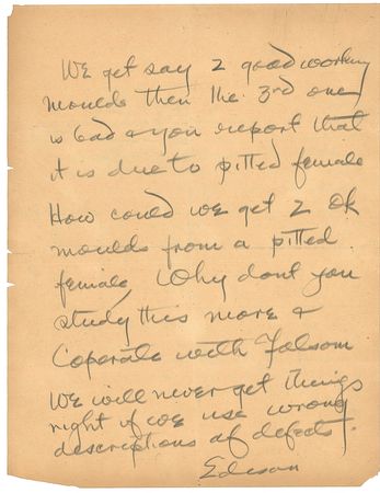 Lot #201 Thomas Edison: “We will never get things right if we use wrong descriptions of defects” - Image 3