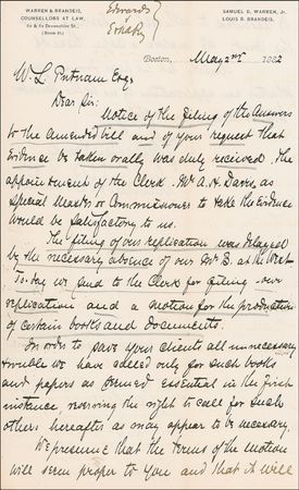 Lot #289 Supreme Court: Brandeis, Louis Handwritten Letter Signed - Image 1