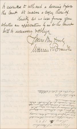 Lot #289 Supreme Court: Brandeis, Louis Handwritten Letter Signed - Image 2