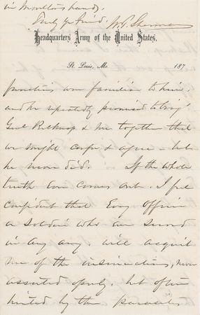 Lot #336 William T. Sherman: In the wake of the disgraced Secretary of War’s resignation, SHERMAN complains to a fellow Civil War hero - Image 4