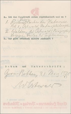 Lot #271 Wilhelm Ostwald Questionnaire - Image 2