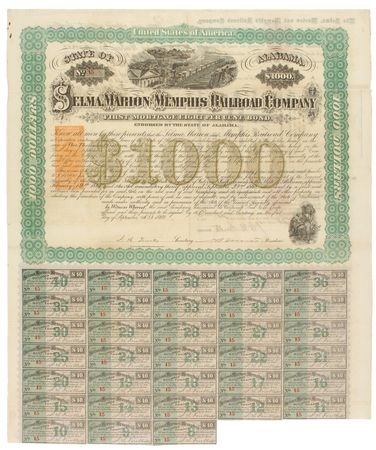 Lot #314 Nathan Bedford Forrest: Forrest signs a bond as postbellum railroad executive - Image 1