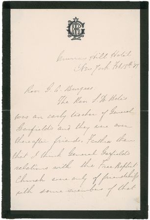 Lot #54 Lucretia Garfield: Writing about her late husband - Image 1