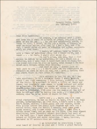 Lot #444 Louis L?Amour: ?BUT ALWAYS A WRITER?: On the verge of breakout success, L?AMOUR courts a female admirer: ?I ... would like to spend hours making love to you? - Image 1