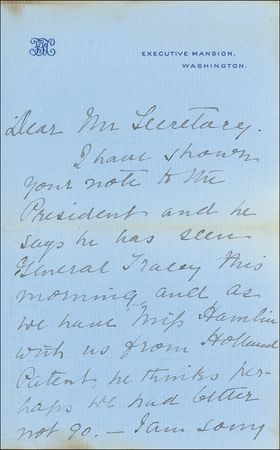 Lot #26 Grover and Frances Cleveland: Declining to attend the dedication of a memorial at Gettysburg - Image 2