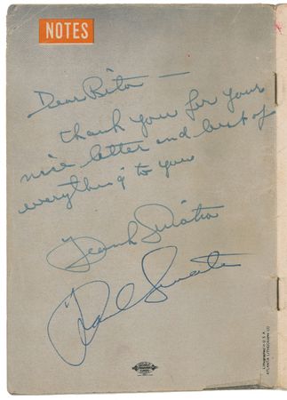 Lot #719 James Dean and Frank Sinatra: MEETING OF LEGENDS: DEAN and SINATRA sign together at a 1955 party - Image 2