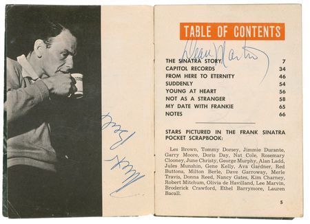 Lot #719 James Dean and Frank Sinatra: MEETING OF LEGENDS: DEAN and SINATRA sign together at a 1955 party - Image 3