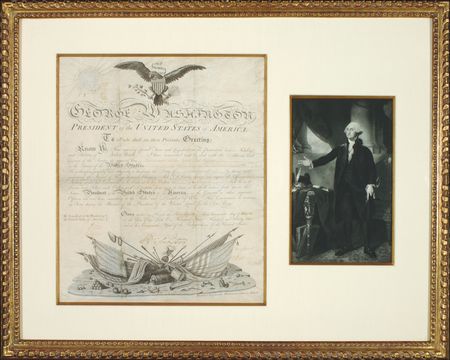 Lot #145 George Washington: “PATRIOTISM, VALOUR, FIDELITY, AND ABILITIES”: WASHINGTON signs a 1793 presidential military appointment - Image 1