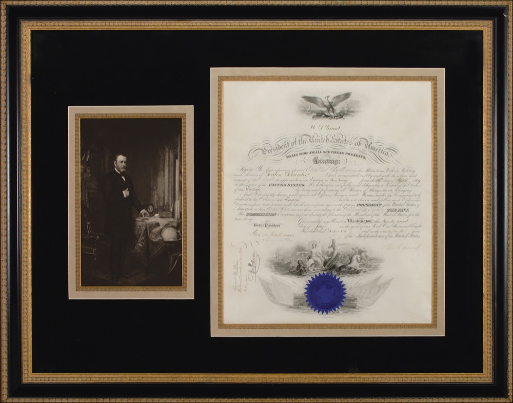 Lot 54 U. S. Grant: Grant appoints Seaton Schroeder as an Ensign in the Navy, beginning an illustrious naval career