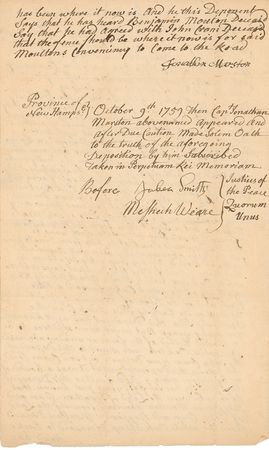 Lot #322 Meshech Weare Signed Document - Image 1