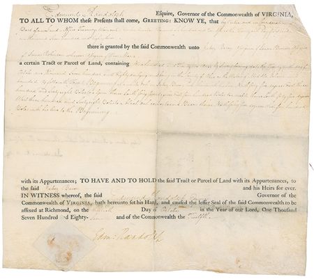 Lot #283 Edmund Randolph Signed Document - Image 1