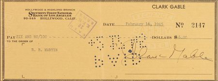 Lot #1016 Clark Gable Check - Image 3