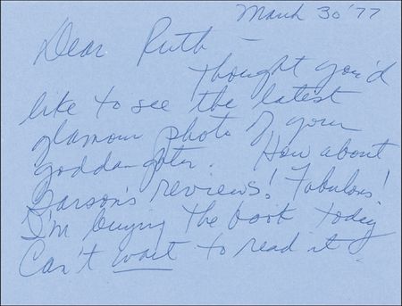 Lot #1255 Natalie Wood: ?Enchiladas, margaritas, lizards!?: WOOD writes to actress/confidante Ruth Gordon - Image 1