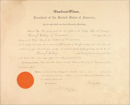 Lot #146 Woodrow Wilson Signed Document - Image 1
